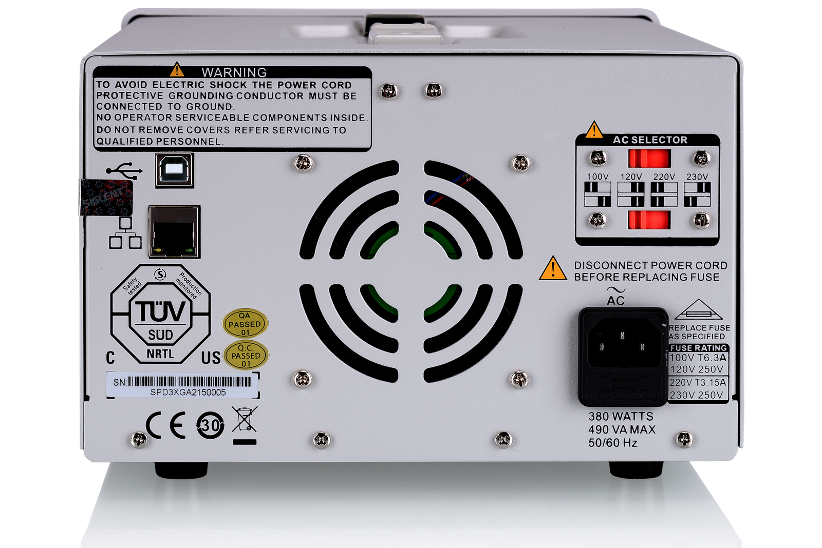 SIGLENT SPD3303X / SPD3303X-E rear panel and interfaces